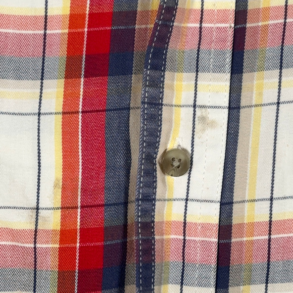 Vintage Wrangler Shirt Adult LARGE White Red Madras Plaid Painted Desert Y2K - Picture 7 of 10